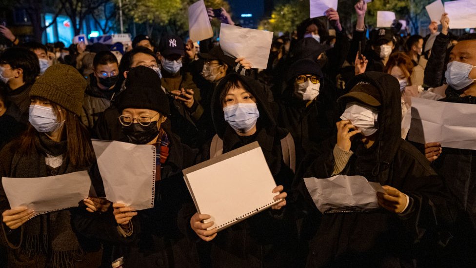 Manifestantes en Pekín