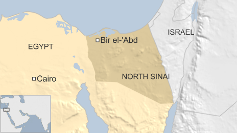 Карта с изображением Синая и Бир аль-Абд