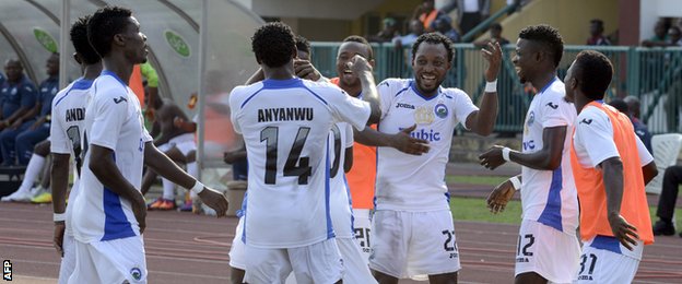 Enyimba celebrate in the Nigerian Cup final in 2014 