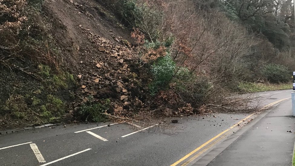 Cwmavon Road in Port Talbot reopens after landslip BBC News