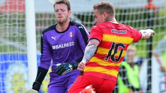 Adam Collin in action for Rotherham against Partick Thistle