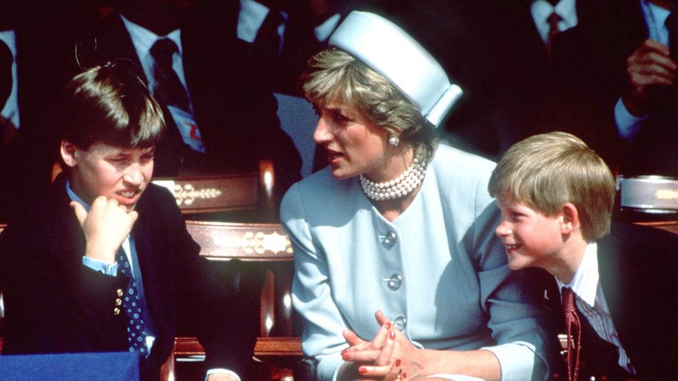 Prince William with Princess Diana and Prince Harry