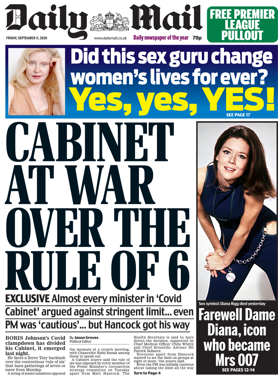 Newspaper Headlines Brexit Revolt Looms And Cabinet War Over Virus
