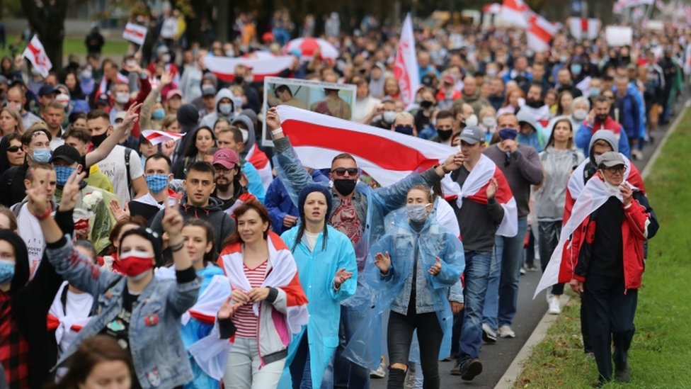Mass protest in Minsk on 27 September 2020