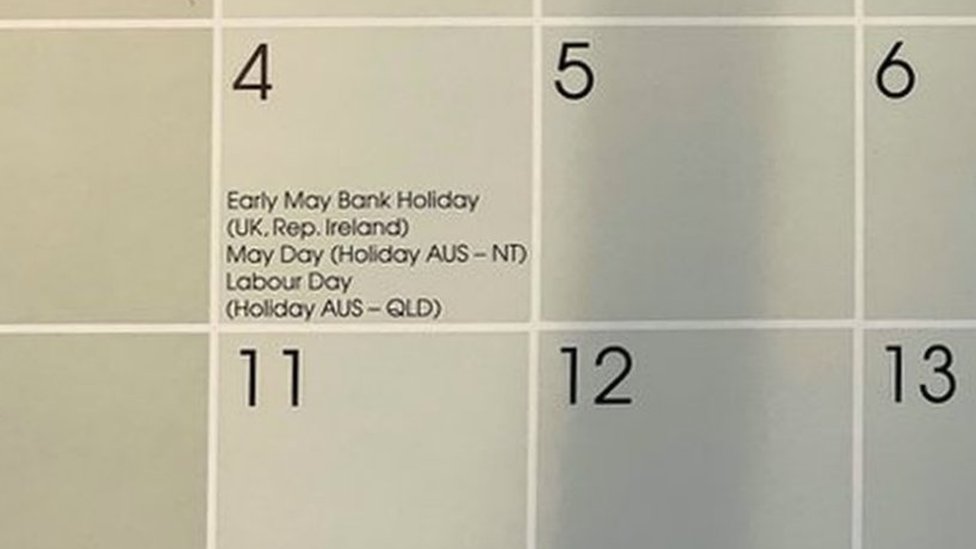 One million calendars 'wrong due to bank holiday change'