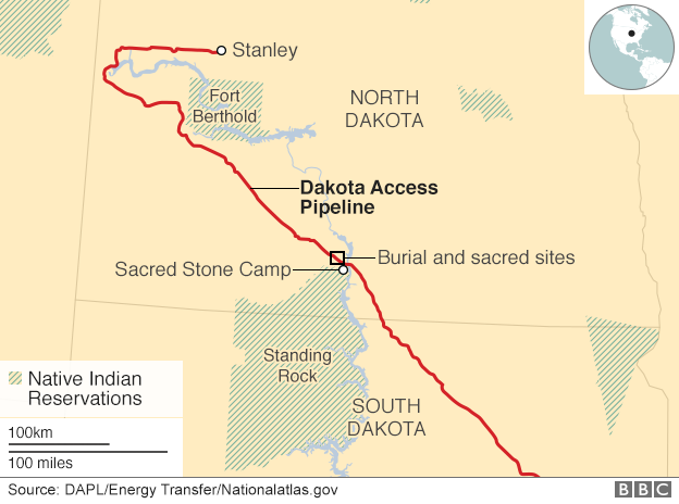 Карта нефтепровода Дакота