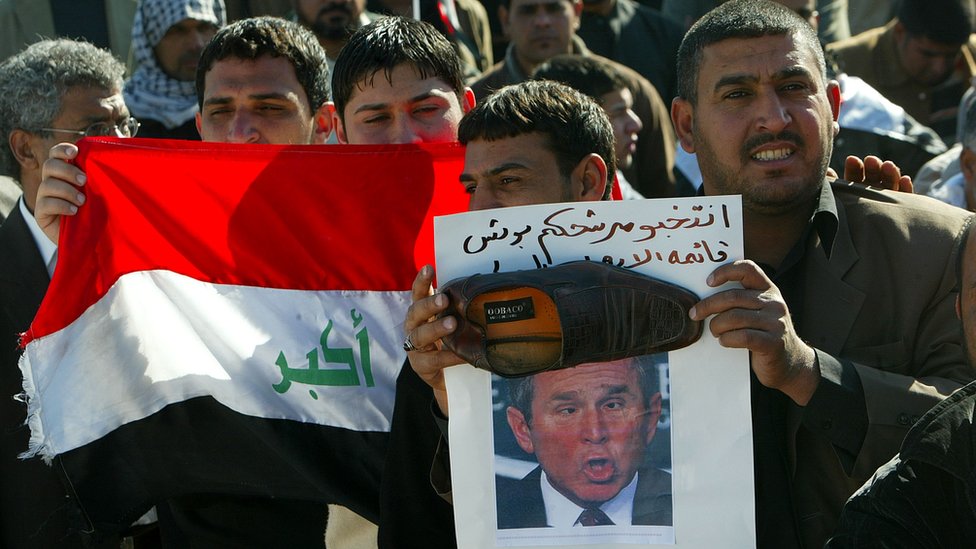 Protesta contra Bush en Irak.