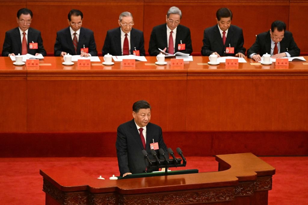 Xi Jinping en la apertura del 20° Congreso del Partido Comunista de China.