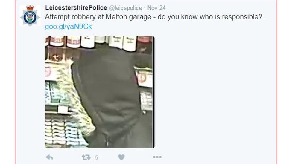Твиттер полиции Лестершира: Попытка ограбления гаража Мелтона - вы знаете, кто виноват? С изображением затылка мужчины