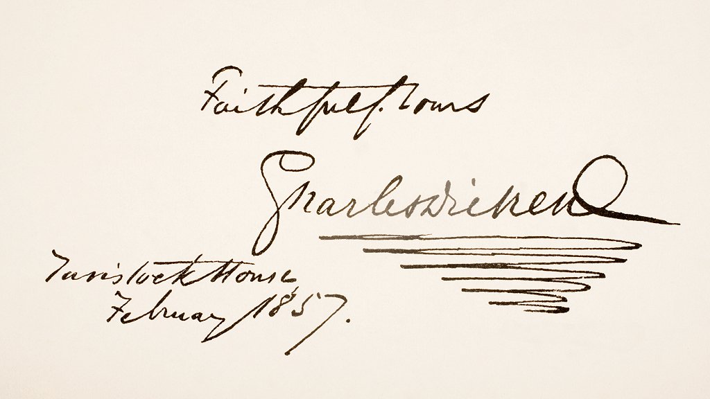 Firma en una carta de Charles Dickens