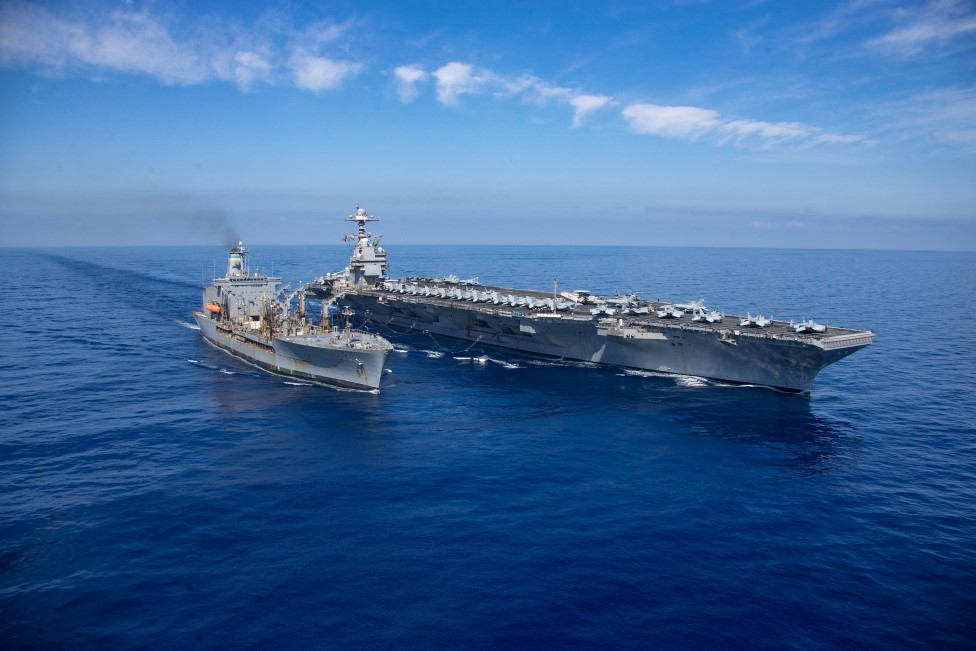 USS Gerald R Ford refuels at sea