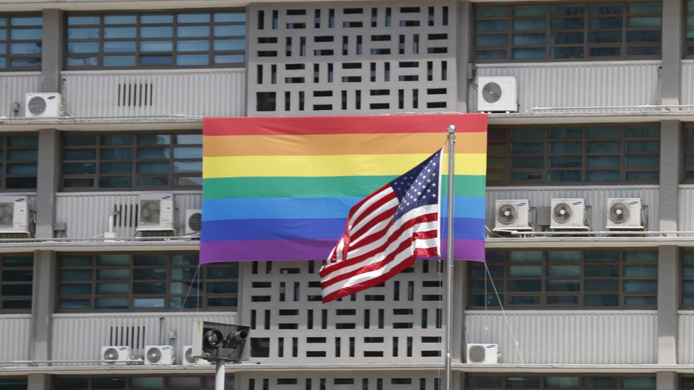 Us Diplomats Work Around White House Gay Pride Flagpole Ban Bbc News - the flag of the united states of america roblox