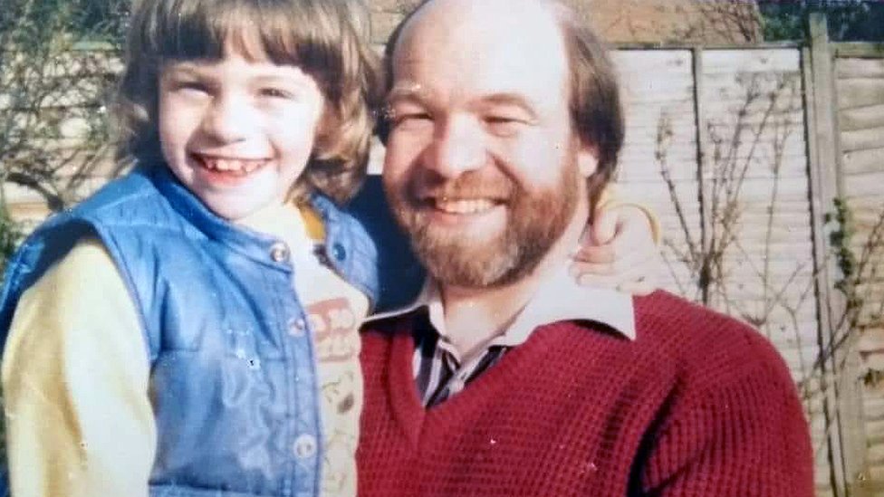 Francesca Bussey aged between 7 and 8 with her father