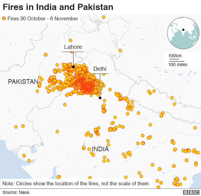 Карта с указанием места пожаров