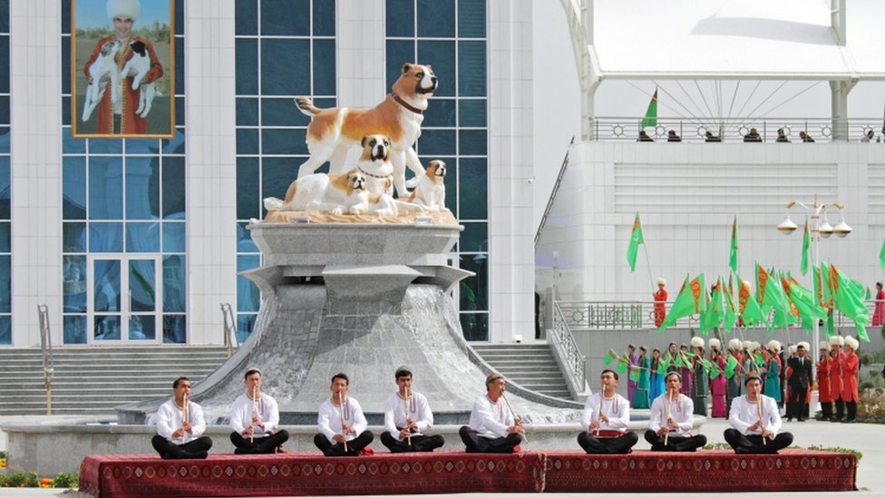 Musicians perform during celebrations for the national Turkmen Shepherd Dog Day near Ashgabat, Turkmenistan