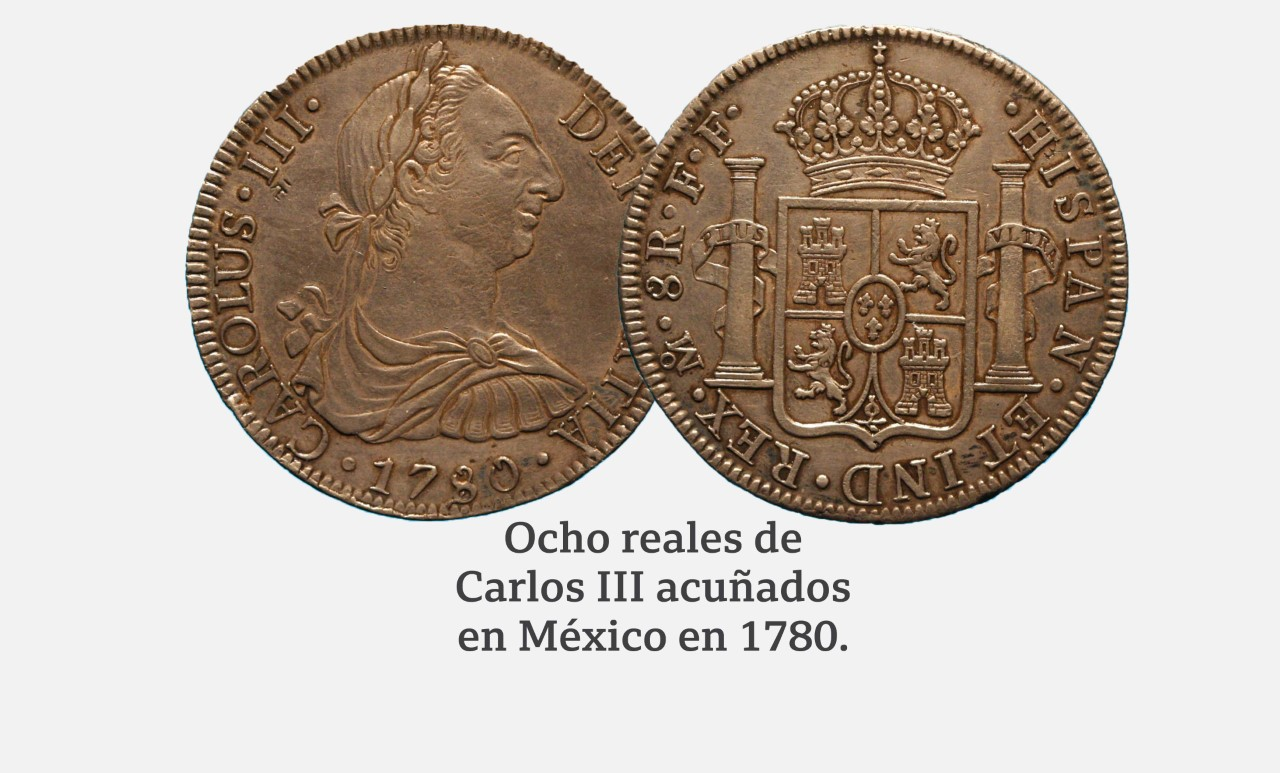 Ocho reales de Carlos III de 1780.