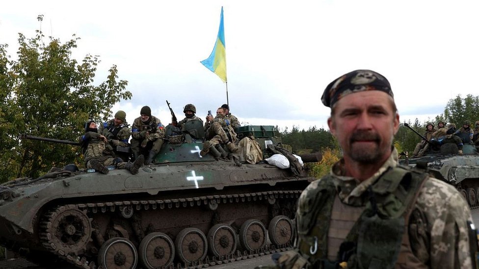 Soldados ucranianos en Izyum, 24 de septiembre de 2022.