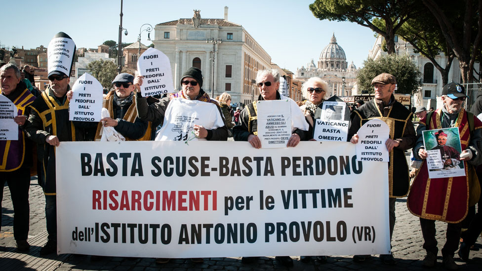 Una marcha de las víctima del Instituto Provolo de Verona, en Roma, en 2019.