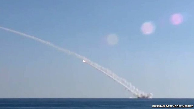 Russian submarine launching missiles