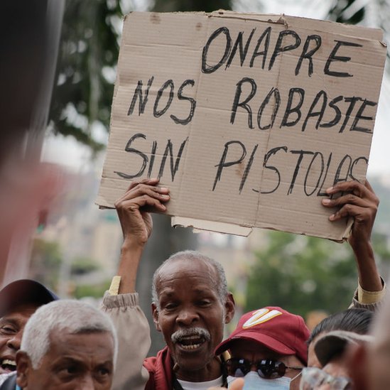 Protesta de trabajadores en Venezuela.
