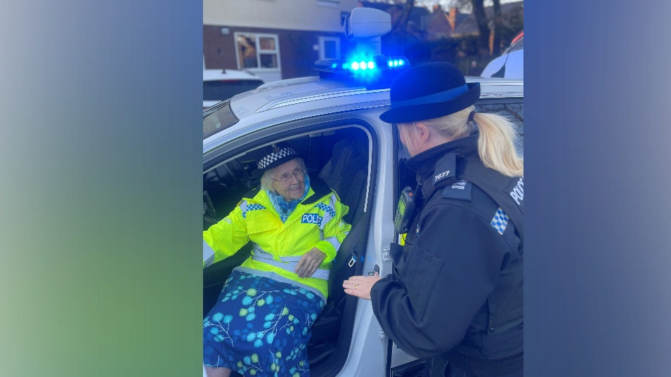 Woman, 93, granted wish to ride in Lancashire Police car in Helmshore