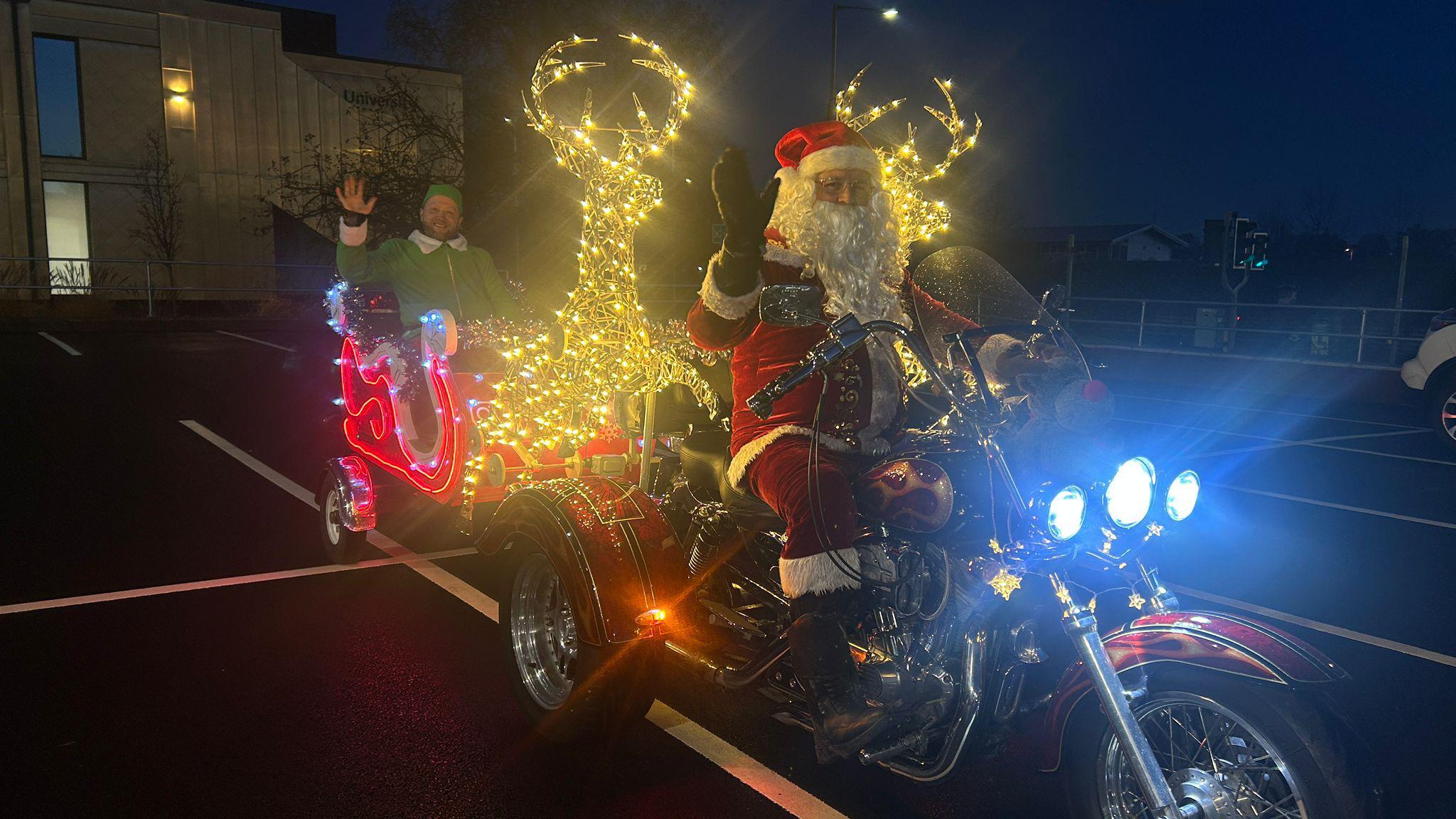 About 200 bike riding Santas to help reach Acorns Hospice goal