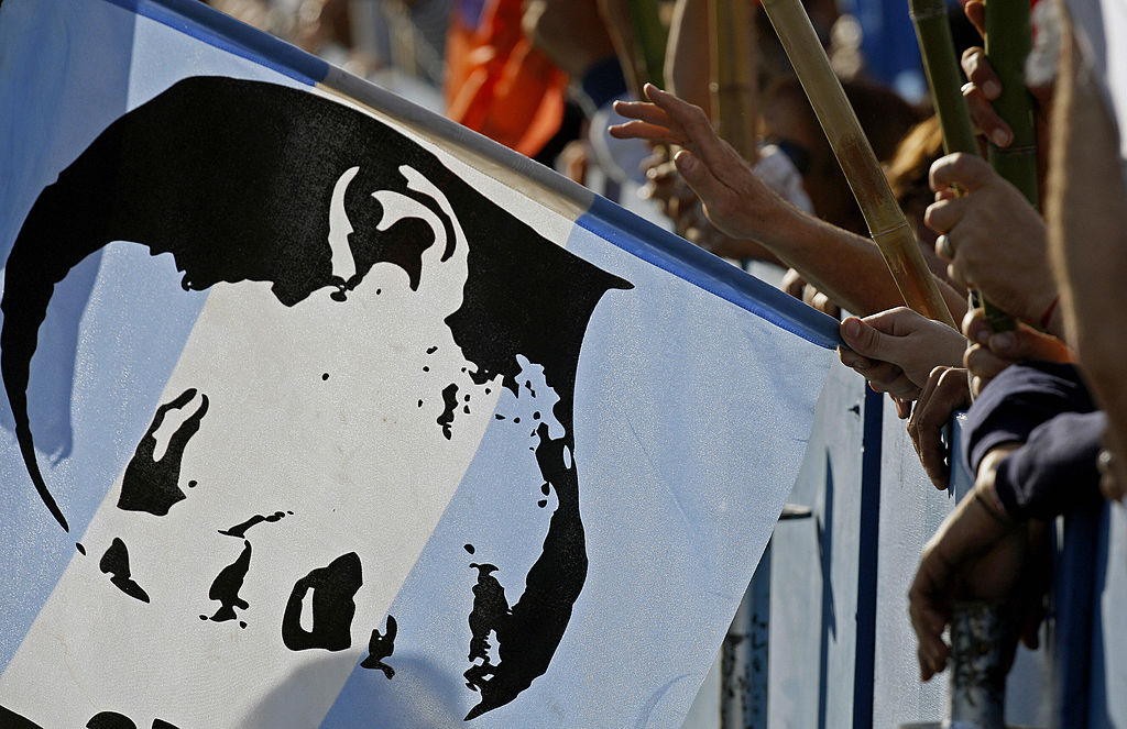 Una bandera de Juan Domingo Perón. 