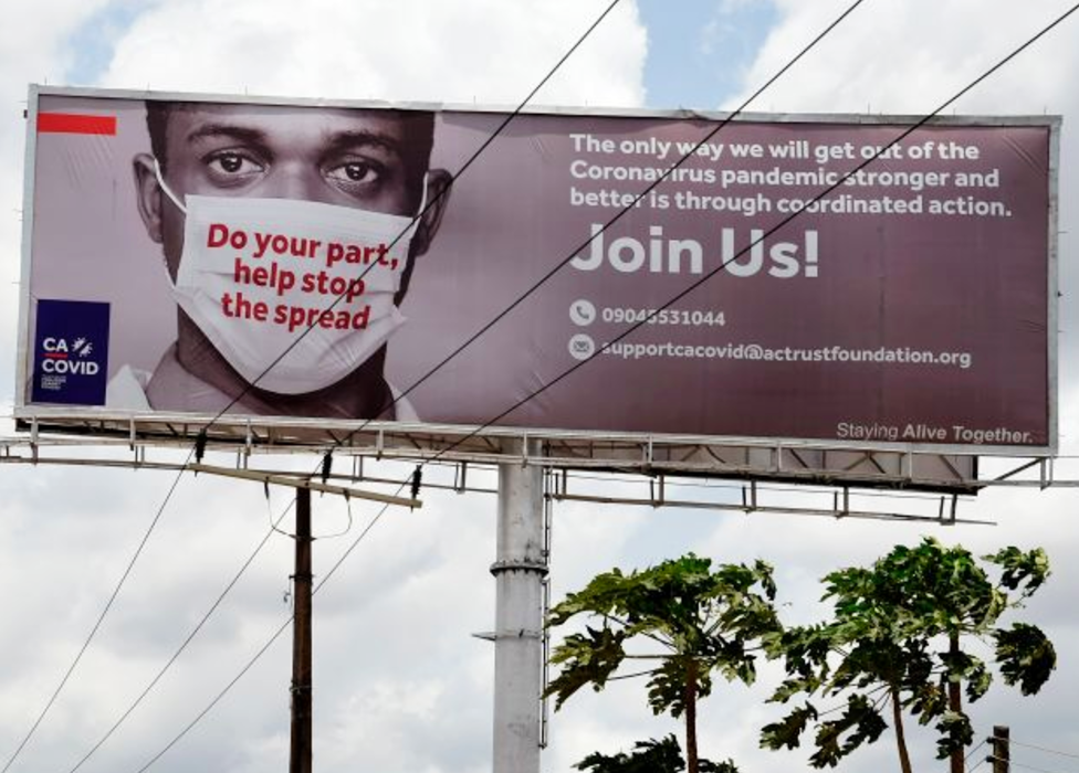 A coronavirus billboard in Lagos, Nigeria - pictured in April 2020