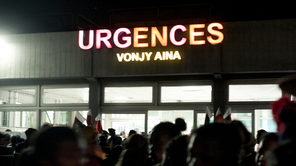 Emergency entrance to Joseph Ravoahangy Andrianavalona Hospital in Antananarivo, Madagascar