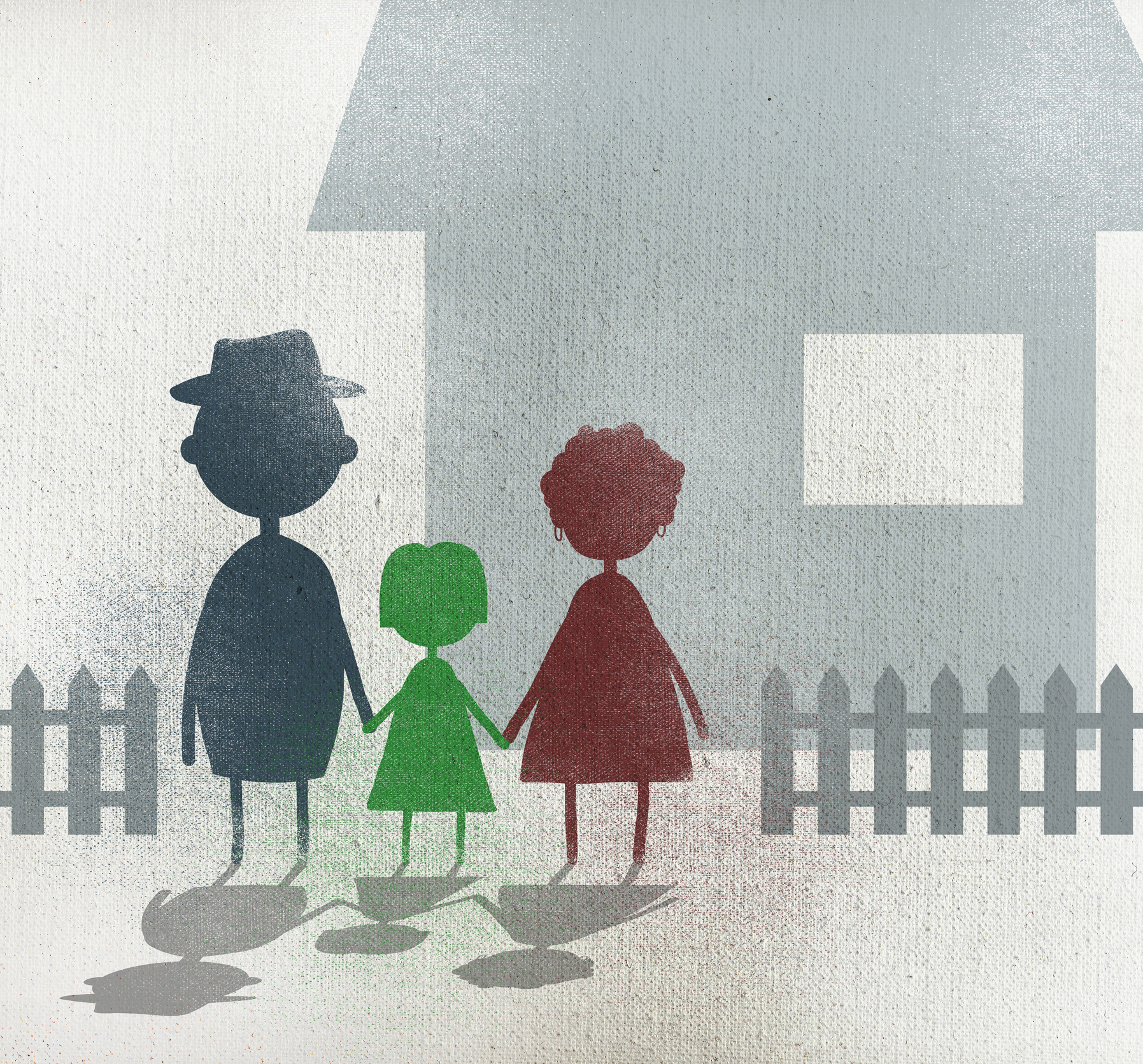 Ilustración de una familia y un niño. 