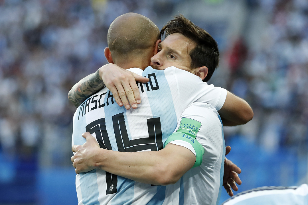 Javier Mascherano and Lionel Messi