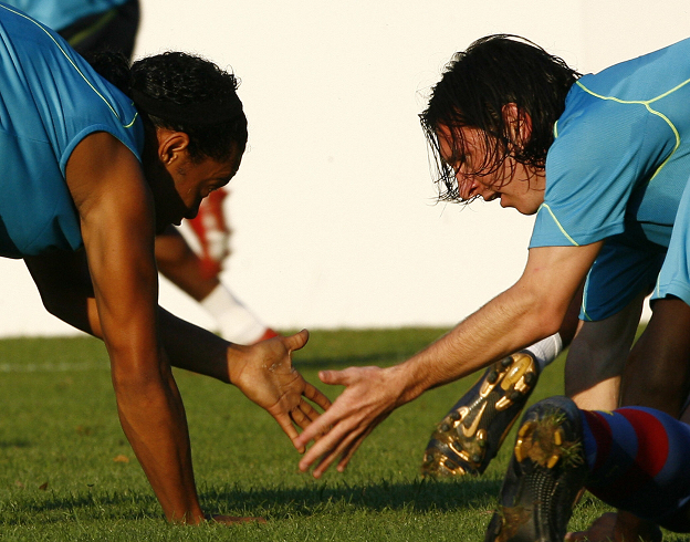 Ronaldinho and Lionel Messi