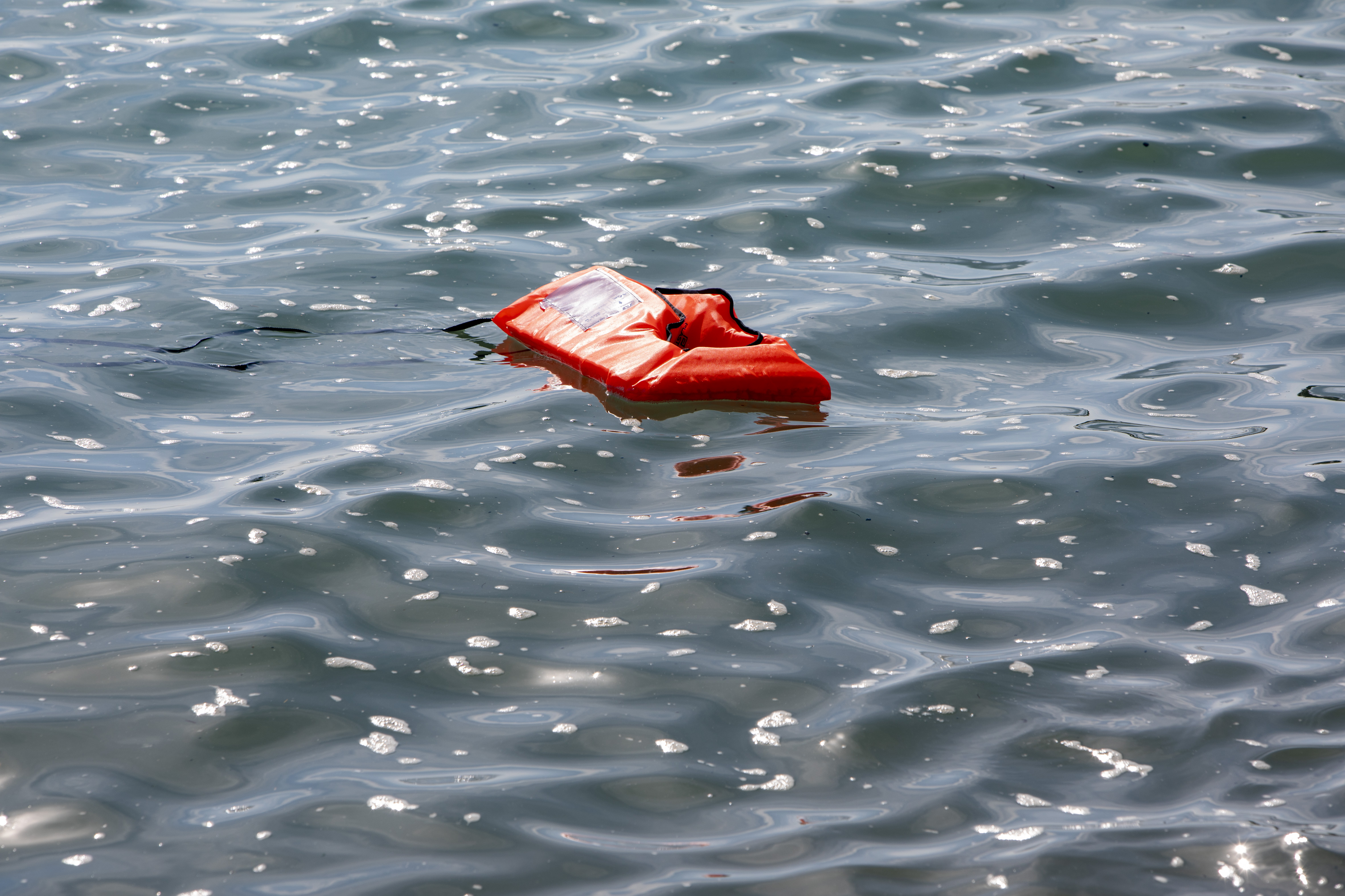 A life jacket floating in the Channel