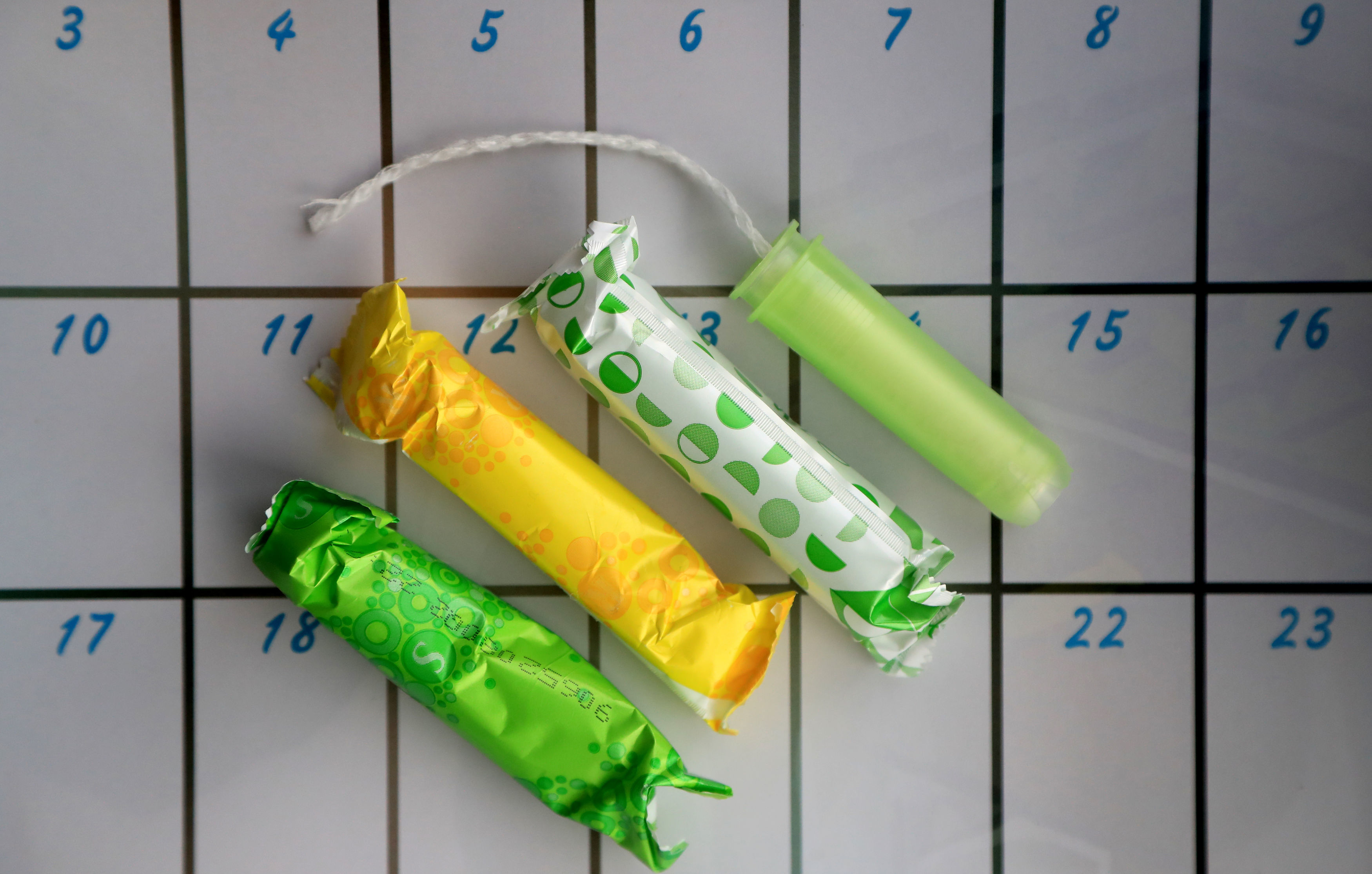 Tampons on a calendar