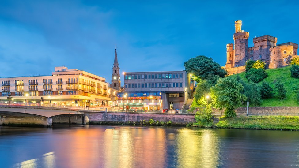 Inverness riverside at night. 