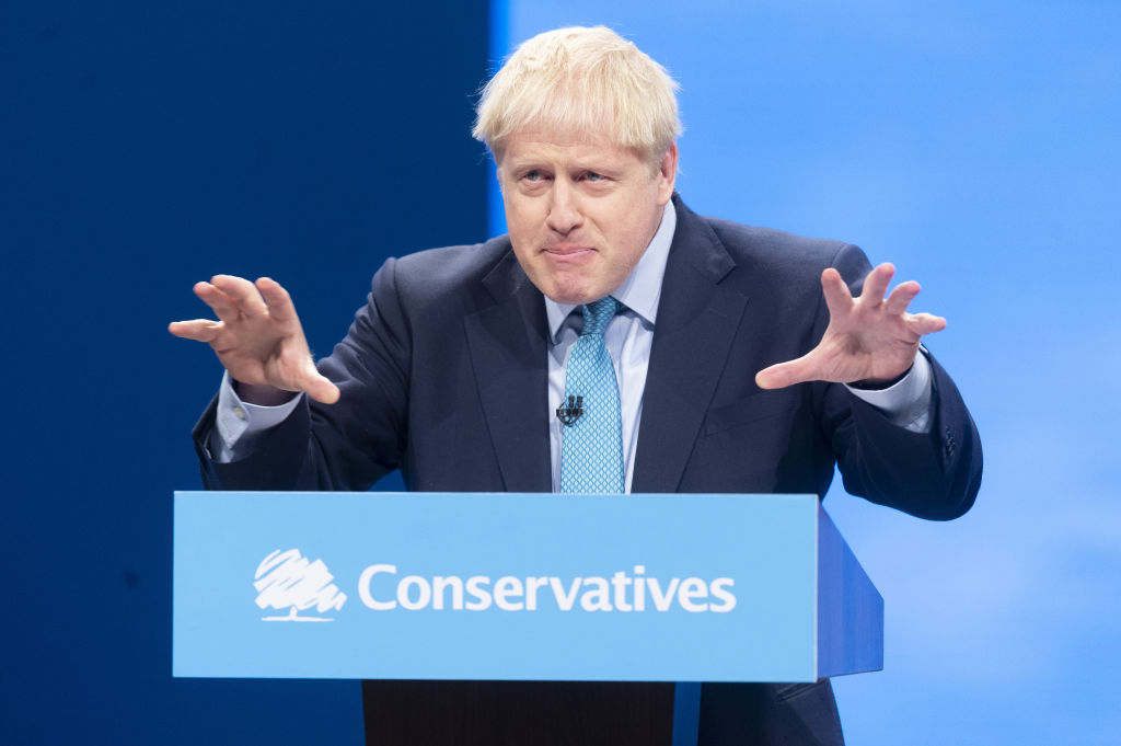 Boris Johnson at a speaking engagement for the Conservative Party