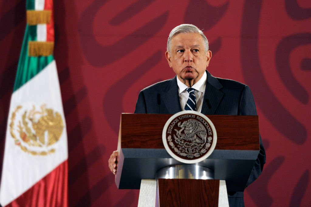 President Obrador at a press meeting
