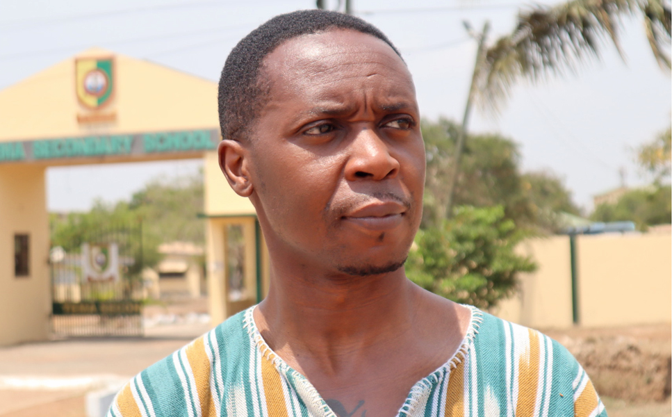 Mark Wilberforce outside Tema Secondary School