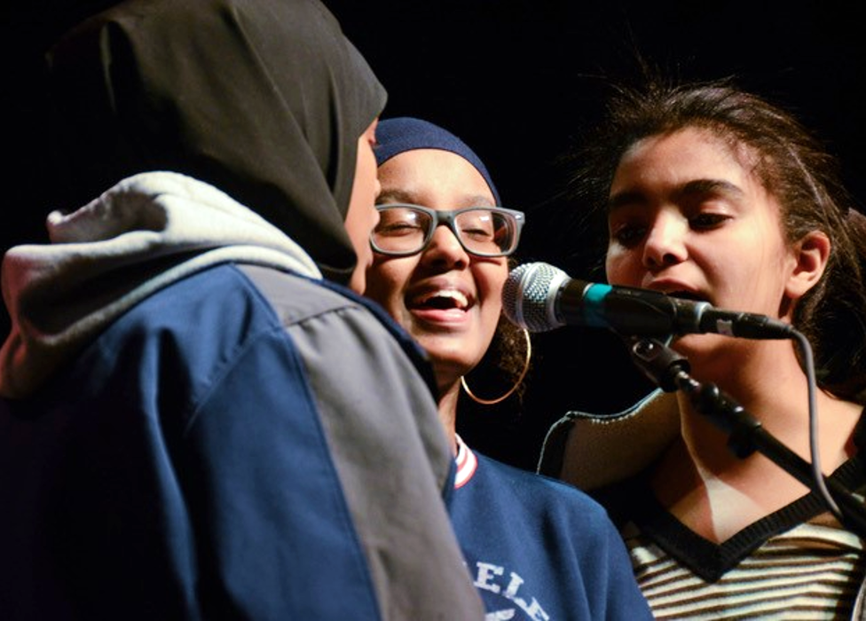 Somali children from the Cedar-Riverside neighbourhood singing during a recording for the album Ubadkaa Mudnaanta Leh