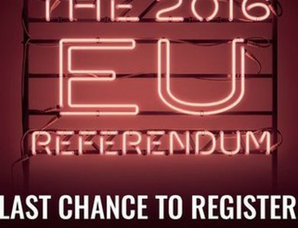 An advertisement urging people to register to vote for the 2016 referendum