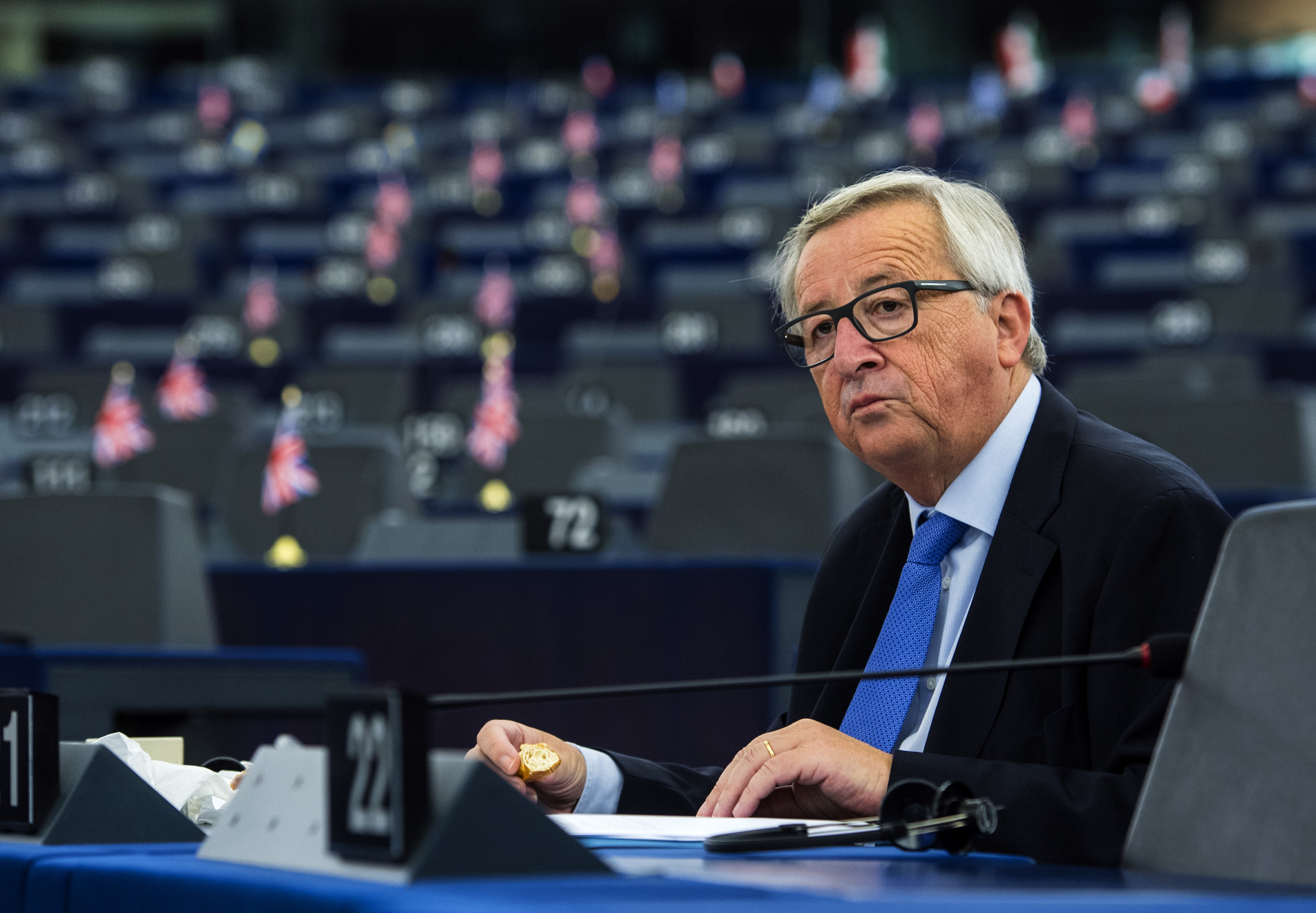 Jean-Claude Juncker sitting in the European Parliament in Strasbourg