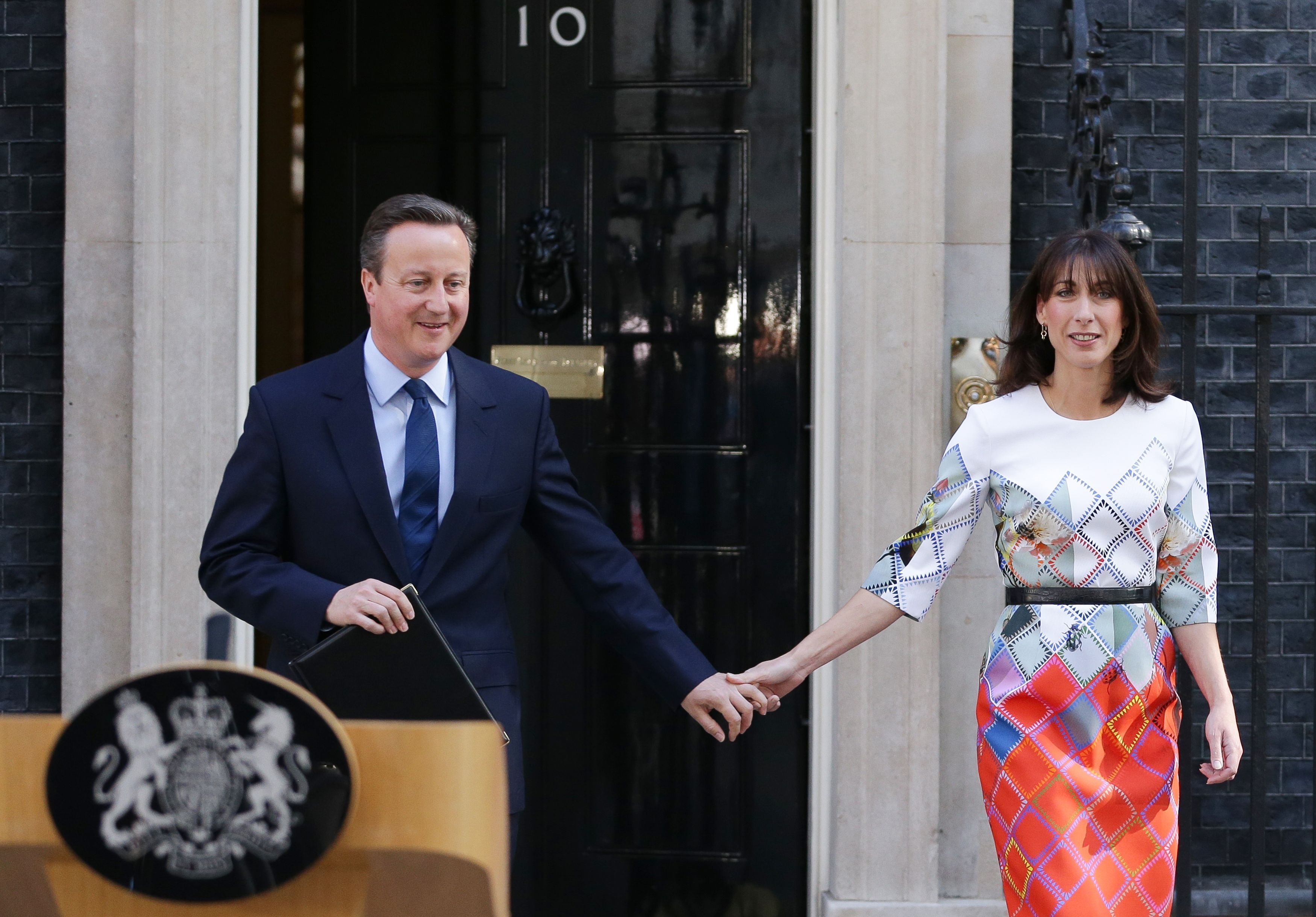 David Cameron and wife Samantha outside Downing Street 