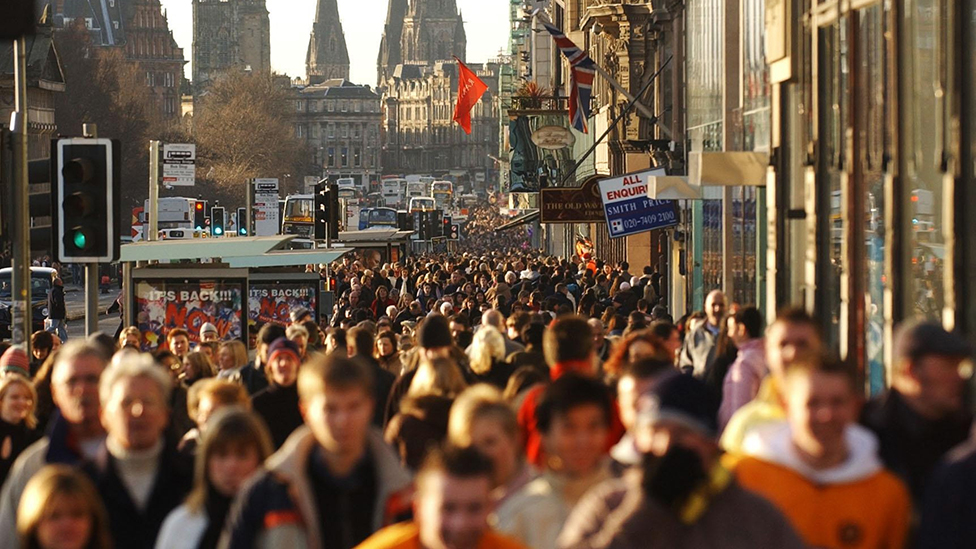 Crowds of people in Edinburgh