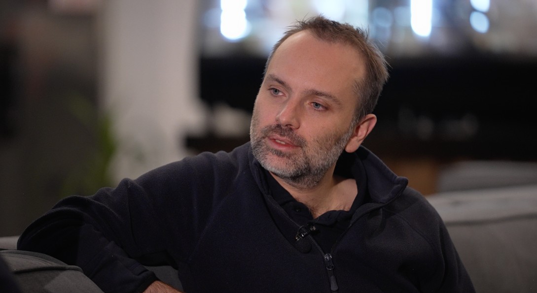 Oleksandr Pertsovskyi speaking to the BBC