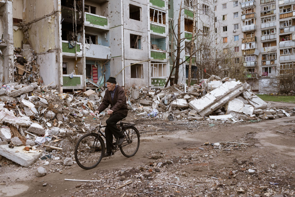 Destrucción en Chernihiv, Ucrania. 