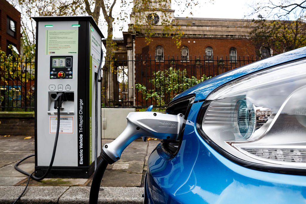 Kia Soul EV on charge on a London street