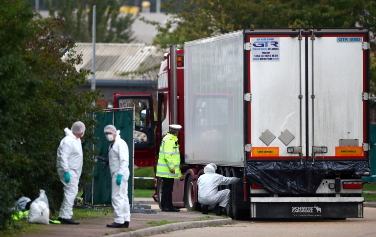 Forensic officers at the scene in Grays