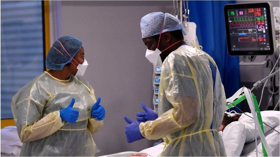 NHS staff in masks