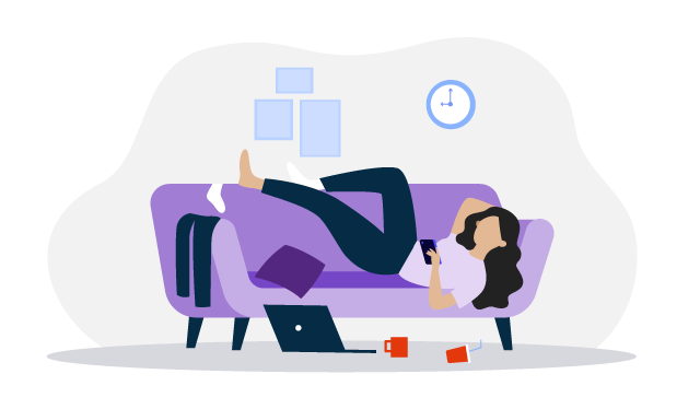 Un dibujo de un joven recostado aparentemente mirando TV. 