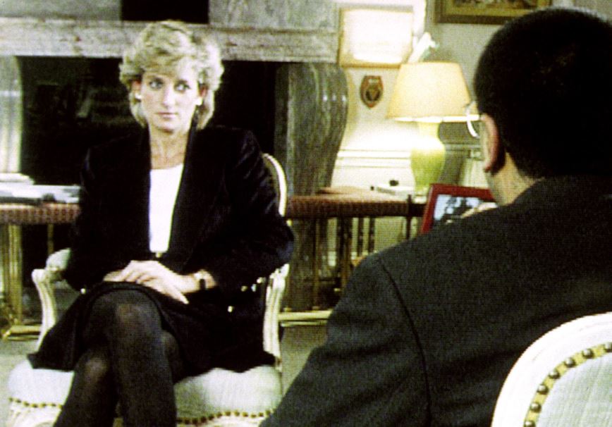 Princess Diana sits in front of Martin Bashir during the 1995 interview